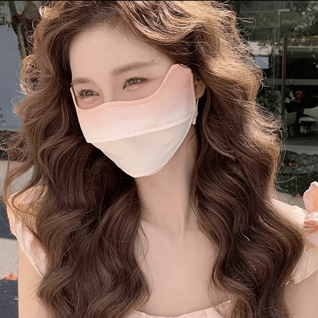 abay新款护眼角防晒口罩女时尚腮红全脸面罩简约出门防晒透气渐变