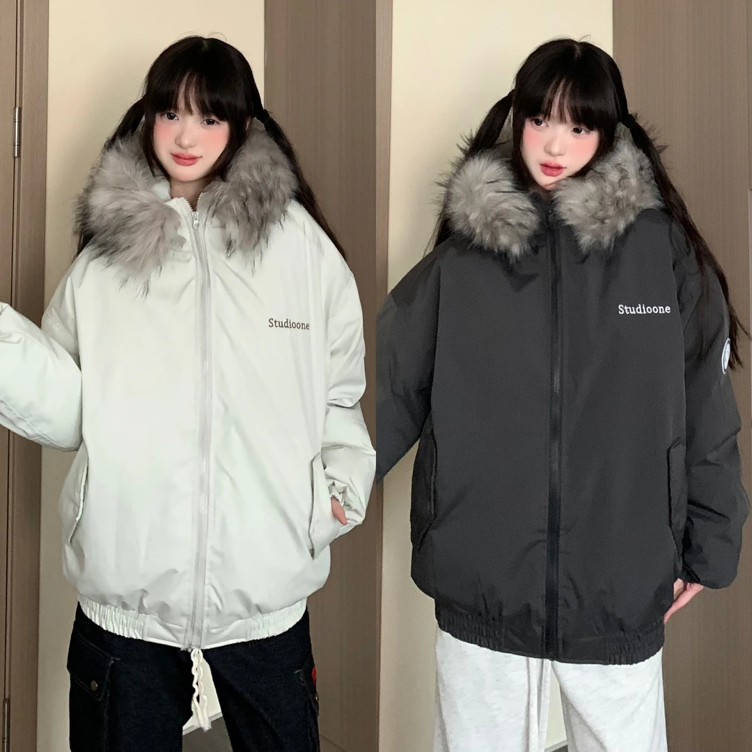 EZEK 派克棉服毛领百搭情侣装连帽宽松潮流加厚韩版冬季ins保暖