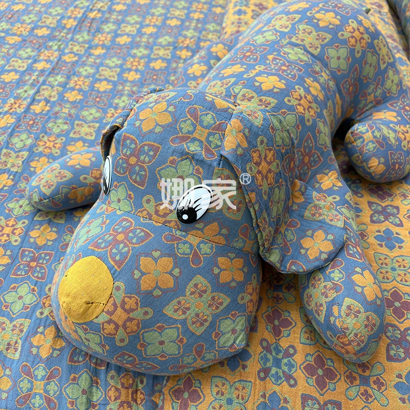 【狗狗抱枕-巴黎】全棉色织双层纱A类面料母婴安抚枕卡通玩偶