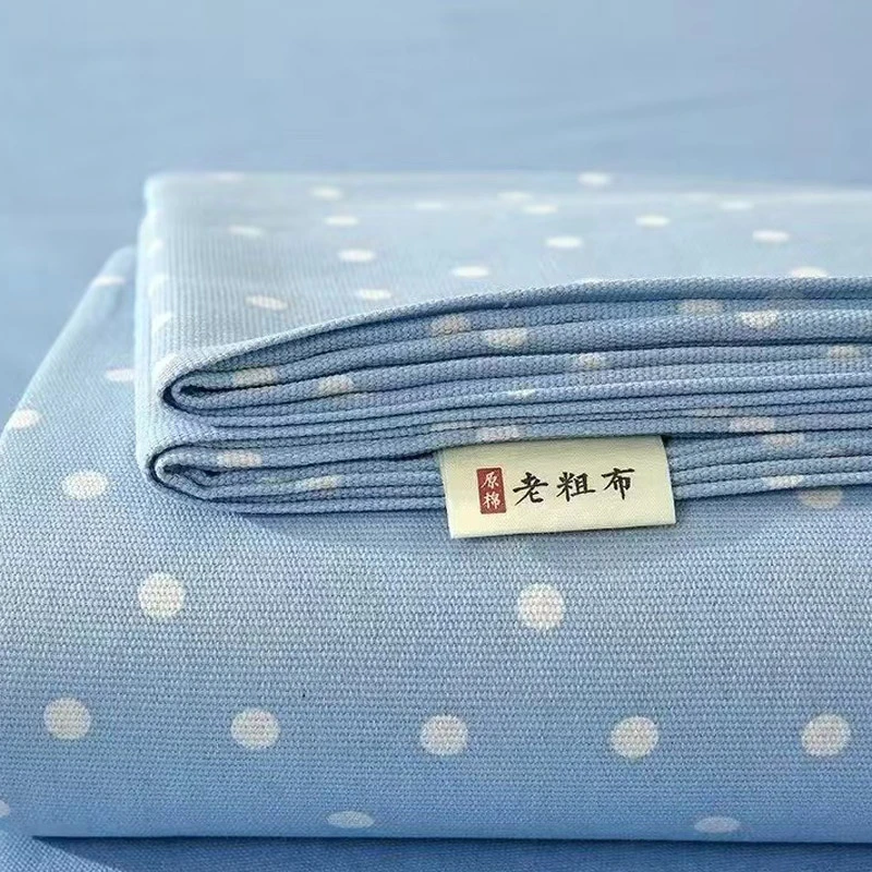 小波点蓝 汉麻原棉老粗布床单可做凉席2.3X2.5
