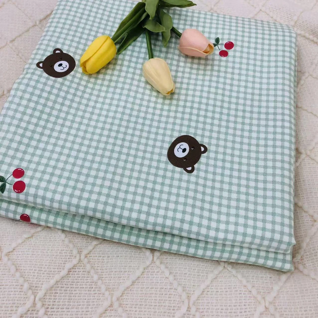 【小熊格-绿】-2.3X2.5加厚磨绒小辣椒床单一条速热保暖柔软亲肤