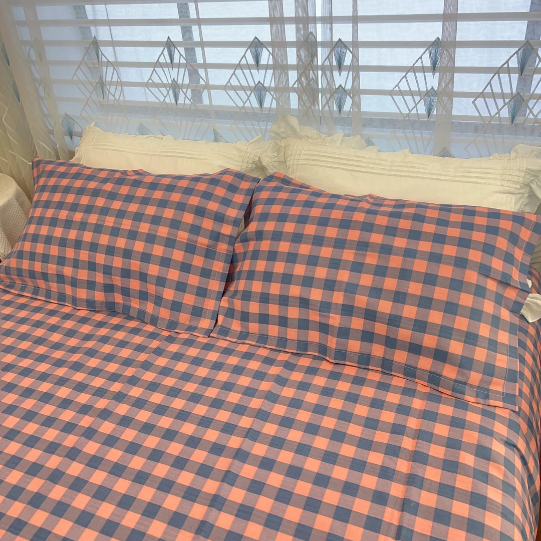 【北野-粉】纯棉枕套一对装48X74