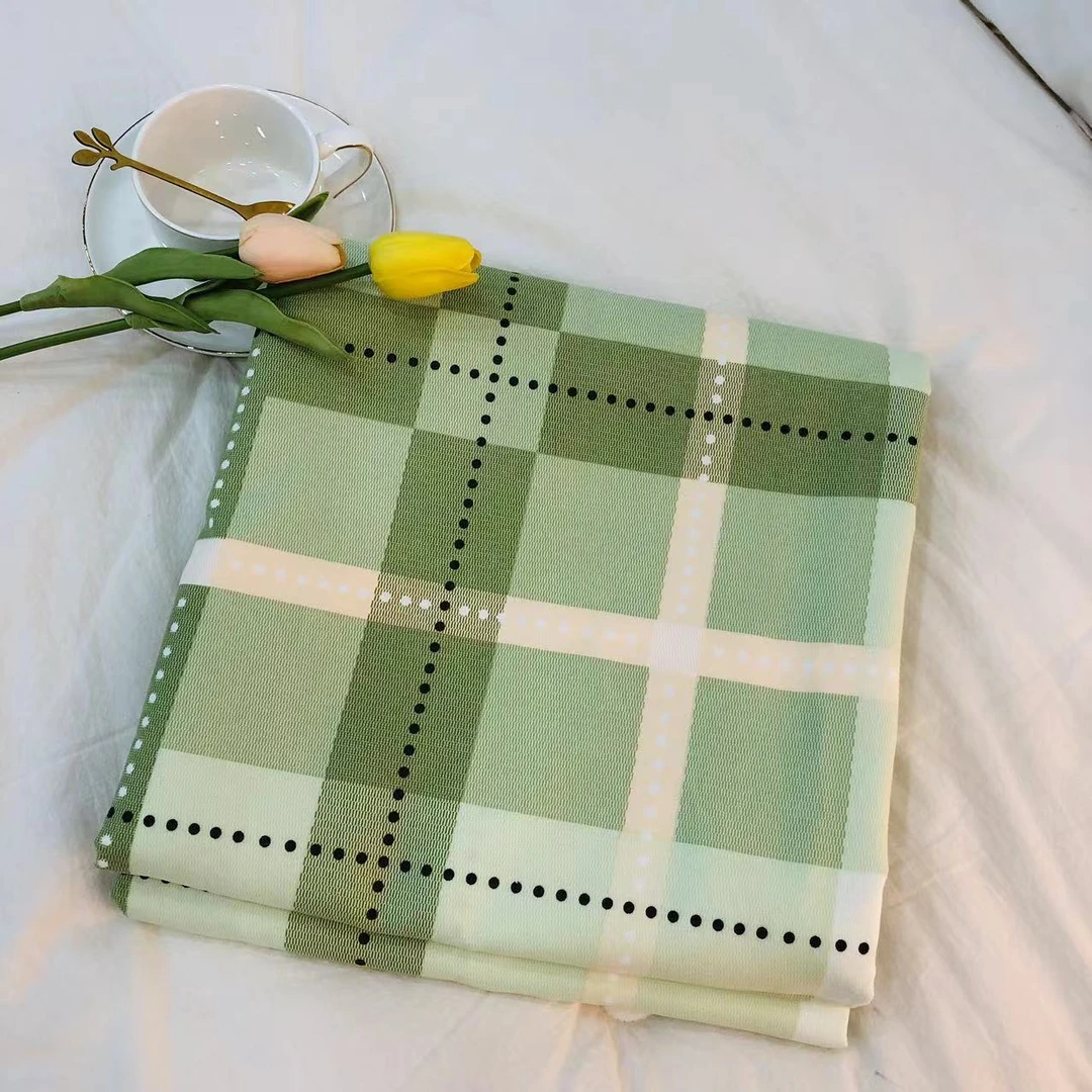 【薄荷绿格】-2.3X2.5加厚磨绒床单一条