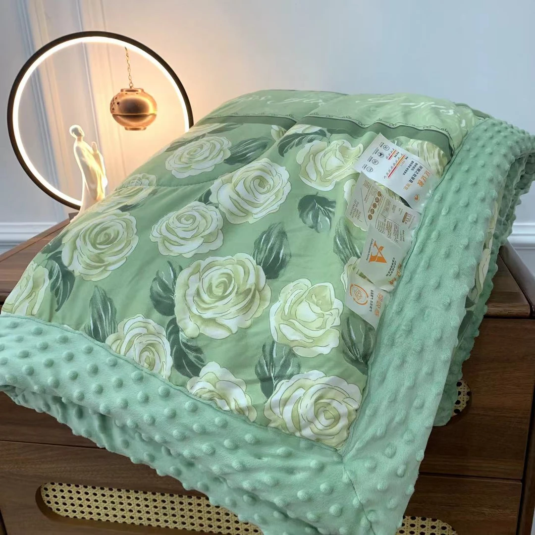 白玫瑰2X2.3豆豆被秋冬新款加厚保暖大豆纤维被