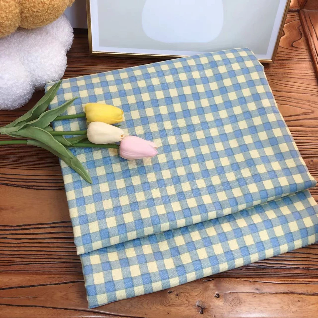 【无印小格-蓝】-1.5X2.4纯棉细纱老粗布床单，四季可用