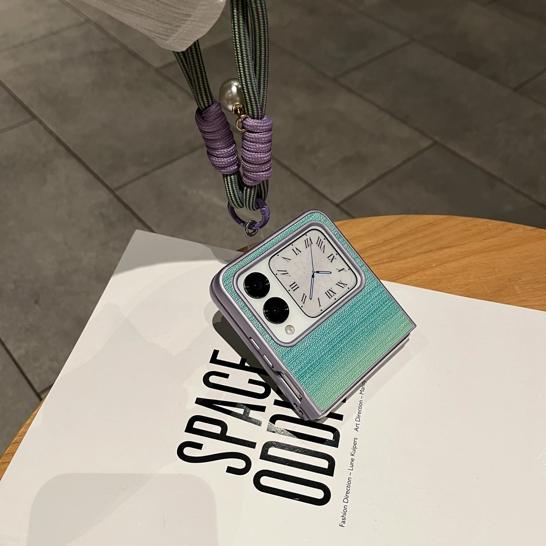 适用于华为novaflip手机壳渐变时尚幻彩皮纹壳防摔折叠屏保护壳潮