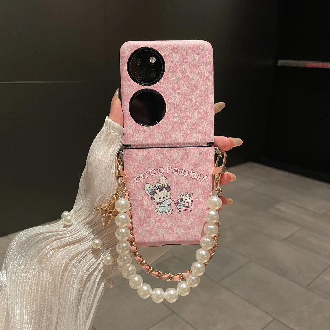 适用于华为p50pocket手机壳侧扣护轴皮套壳pockets保护壳手提链潮