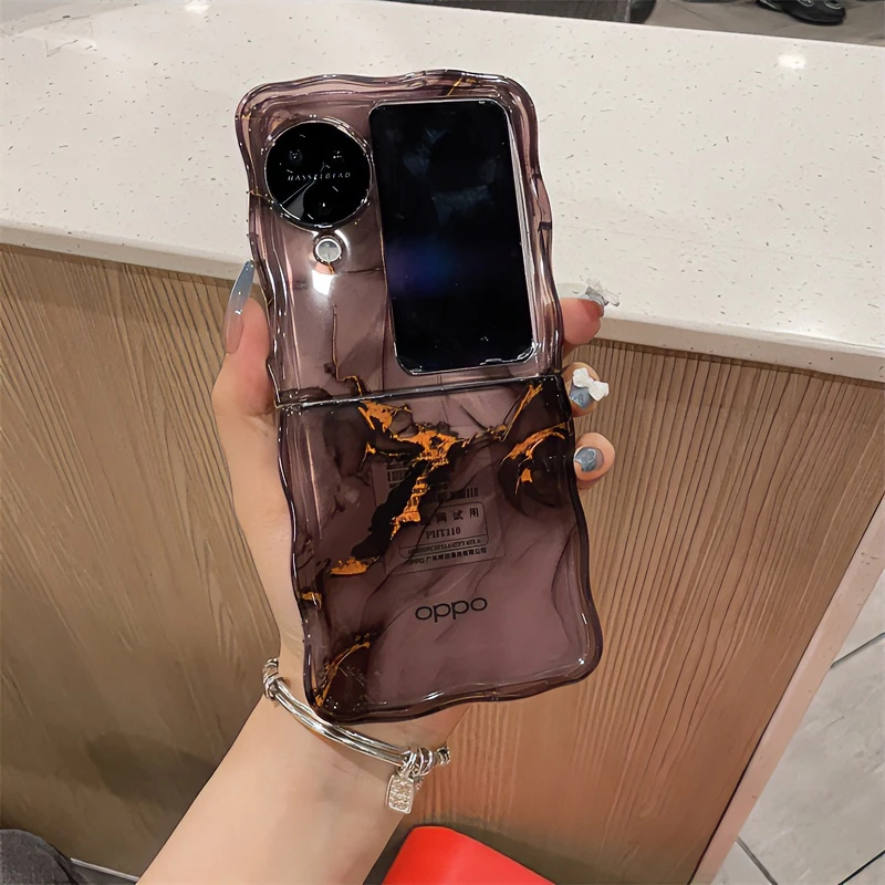 杜可可oppofindn3flip手机壳折叠屏大理石纹简约大波浪n3flip外壳