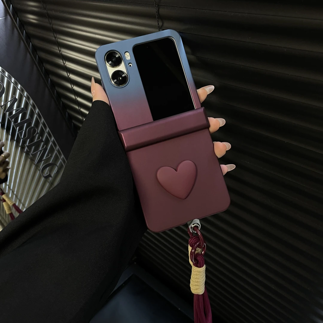 适用于oppofindn2flip手机壳渐变磨砂铰链全包手提n2flip防摔外壳