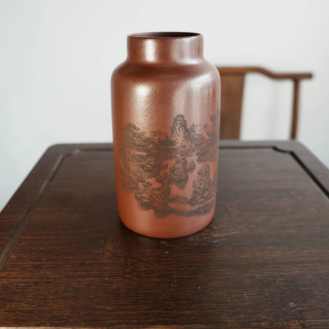 山水 直筒 紫泥 400cc 家藏老料