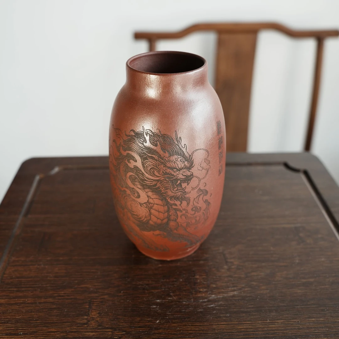 麒麟 宜兴紫砂净水杯 原矿紫砂380CC