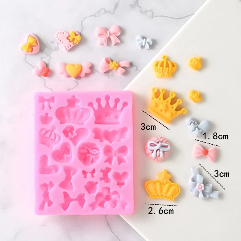 皇冠蝴蝶结硅胶模具 巧克力翻糖烘培蛋糕模具 手工软陶滴胶模具