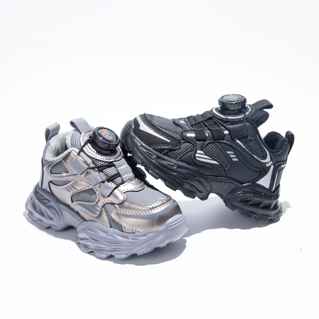 L.儿童时尚百搭厚底秋冬加绒旋转纽扣运动鞋B25