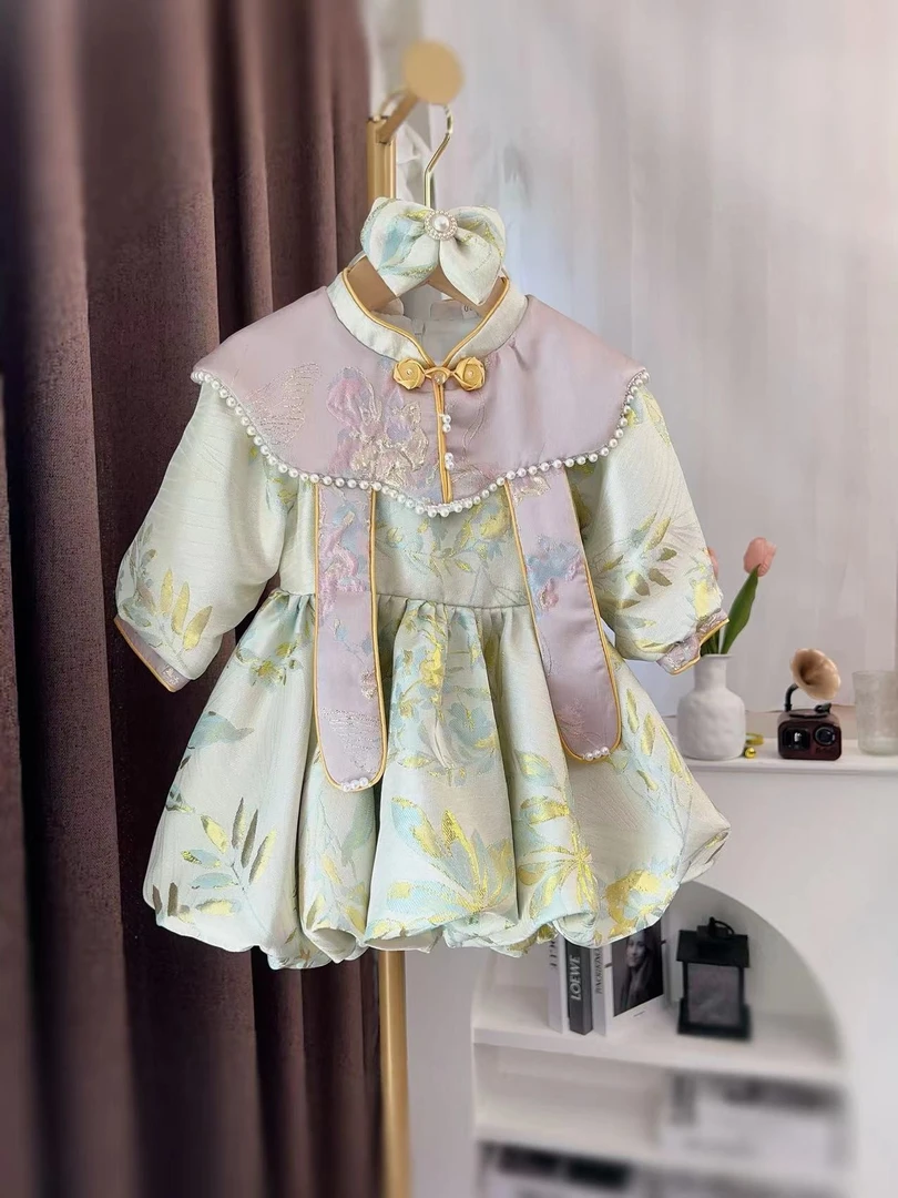 周岁礼服女宝宝新款中国风生日宴抓周百天宴婴儿唐装旗袍包屁服秋