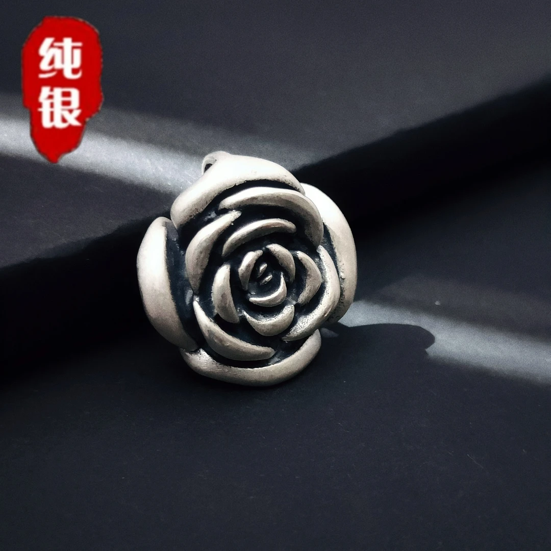 吊坠925银 纯银手工复古重工民族风小众玫瑰花吊坠【2381】纯手工