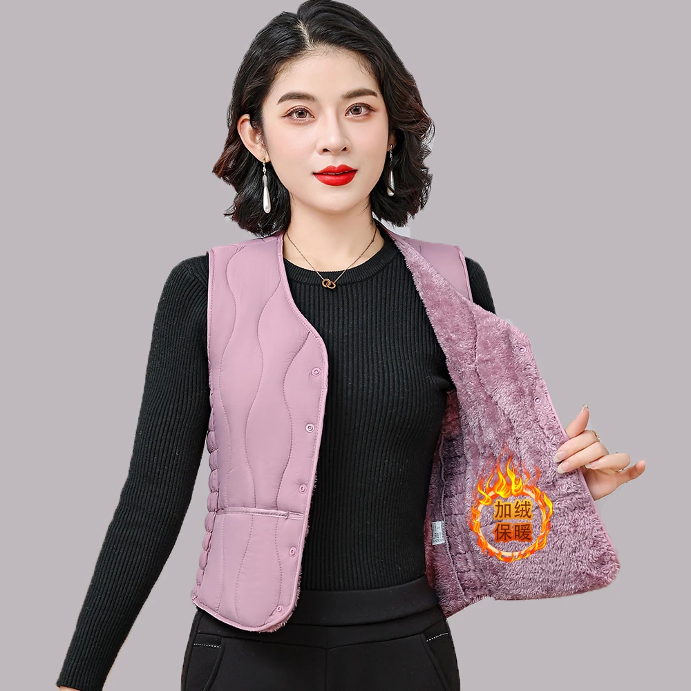 2024新款秋冬新款保暖棉马甲中式加绒加厚中老年贴身内穿女士背心