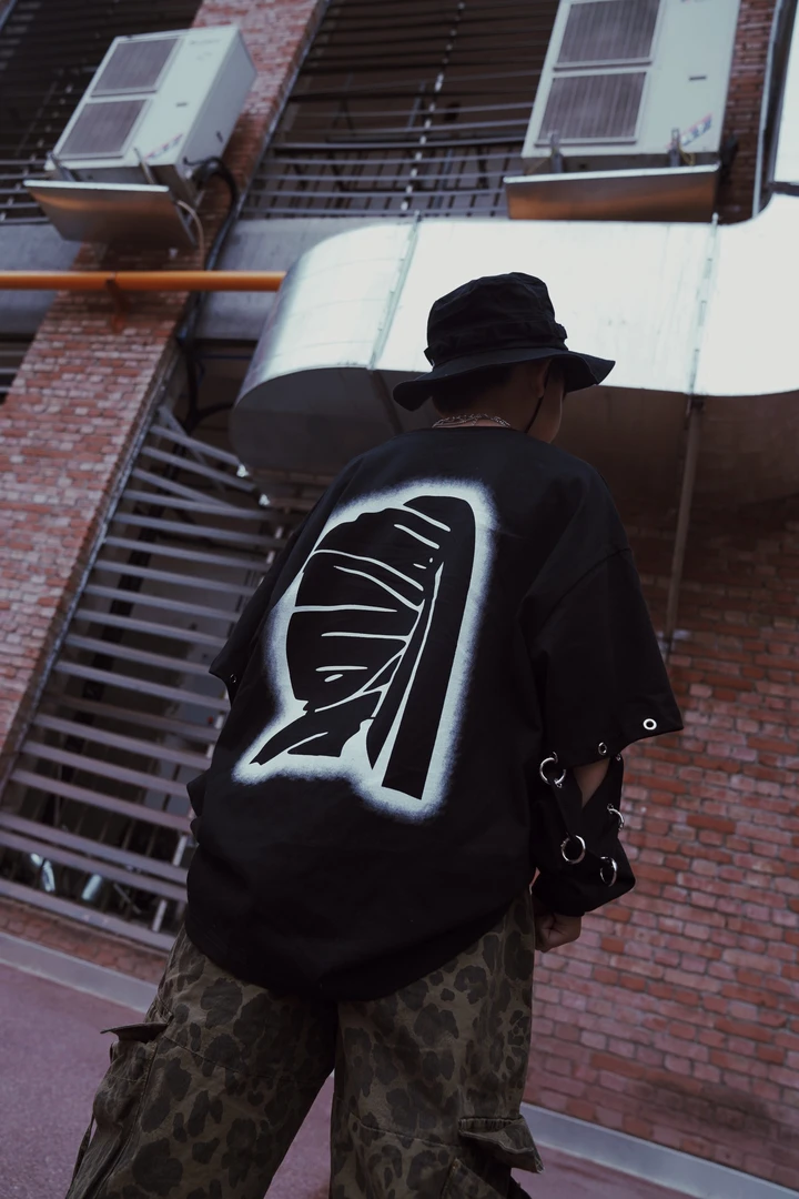 中性美式宽松潮流嘻哈街头两穿长袖半袖T恤夏季印花圆领高街