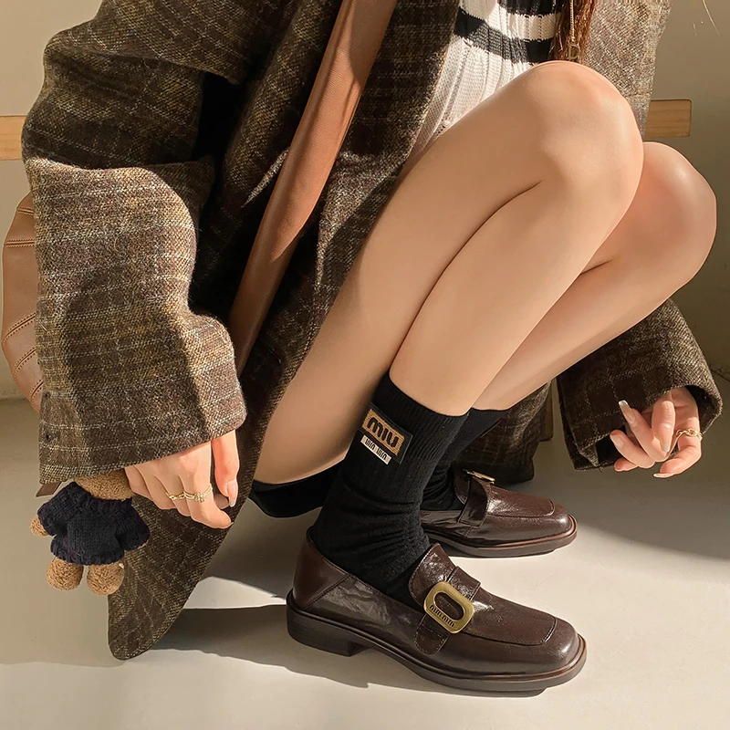 仙淑淑高端女鞋~ 春秋新款日系小皮鞋女时尚百搭圆头乐福鞋全皮