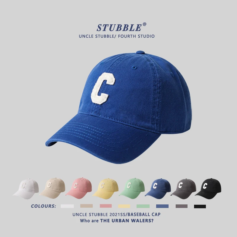 胡茬叔叔韩国东大门新款帽子C字母软顶百搭棒球帽男女同款鸭舌帽