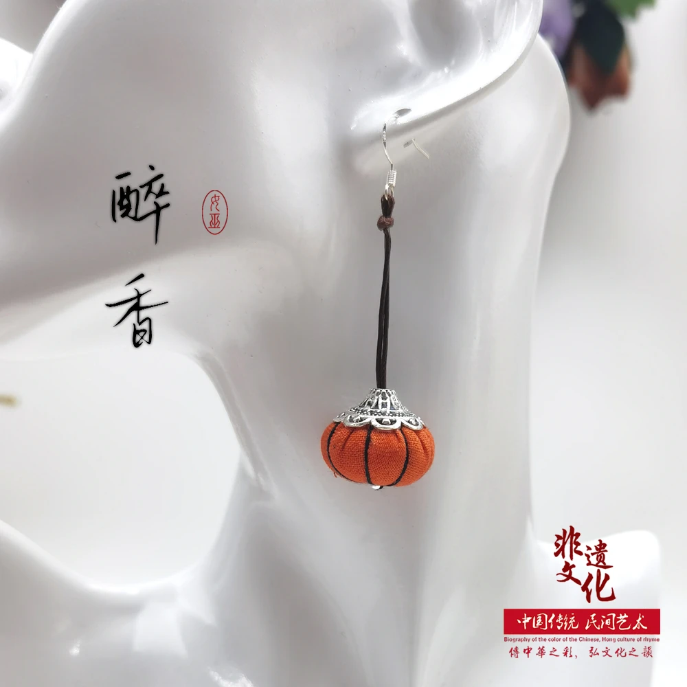 非金属布艺耳饰 非遗传统纯手工染色纯棉布国风古典时尚饰品耳环