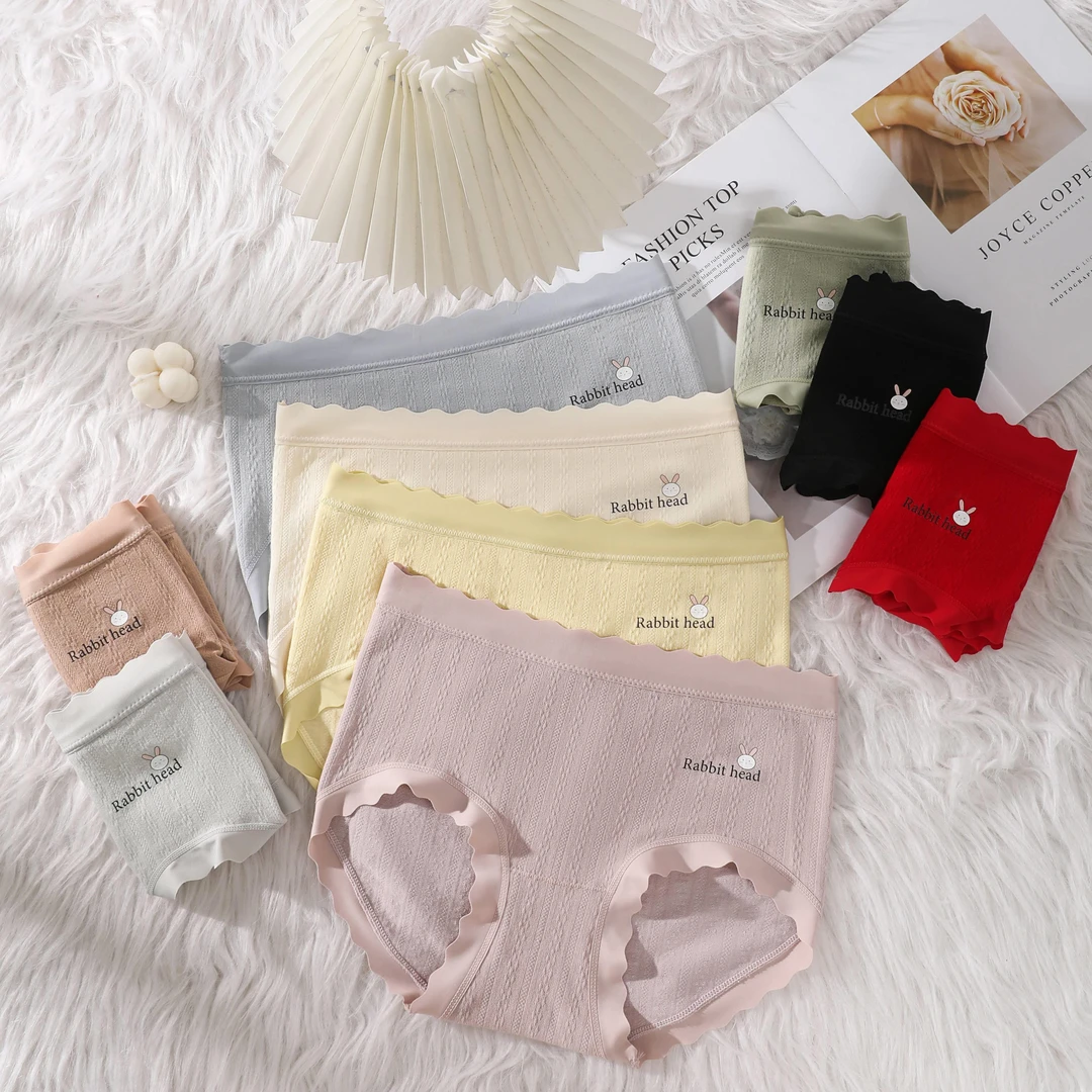 新品4条装80-280斤大码兔子印花舒适中高腰亲肤透气女士裤