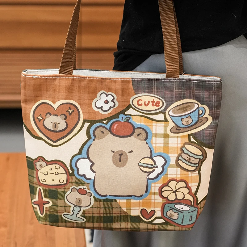 淑尚丨卡皮巴拉 春夏新款原创单肩包时尚简约百搭文艺通勤帆布包