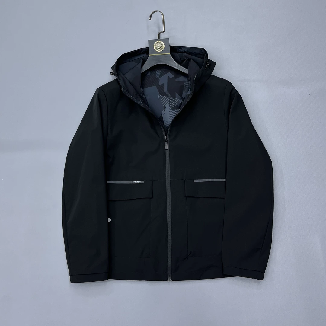 户外休闲外贸剪标秋季新品双面穿防泼水连帽夹克男时尚两面穿外套