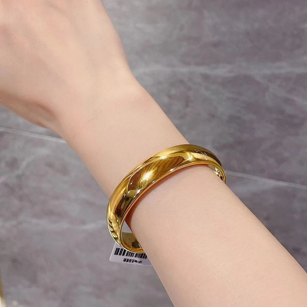 足金999 黄金首饰 5D 卡14光面轮胎手镯