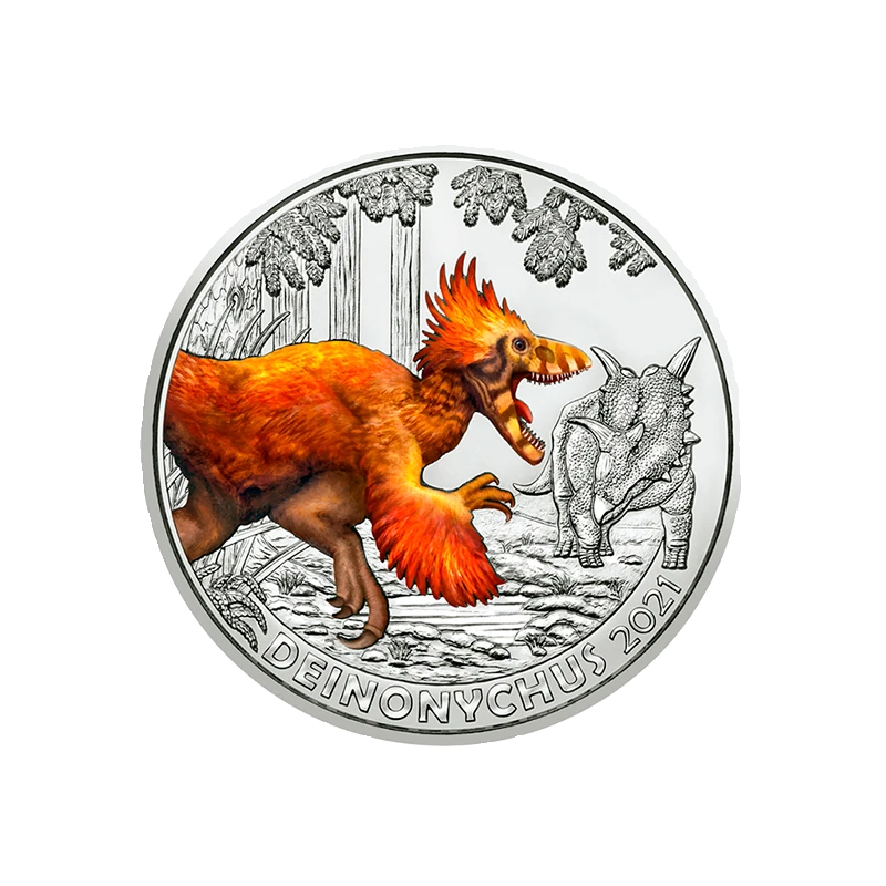 法定货币2021超级夜光恐龙纪念币平衡爪龙3欧彩色币正品