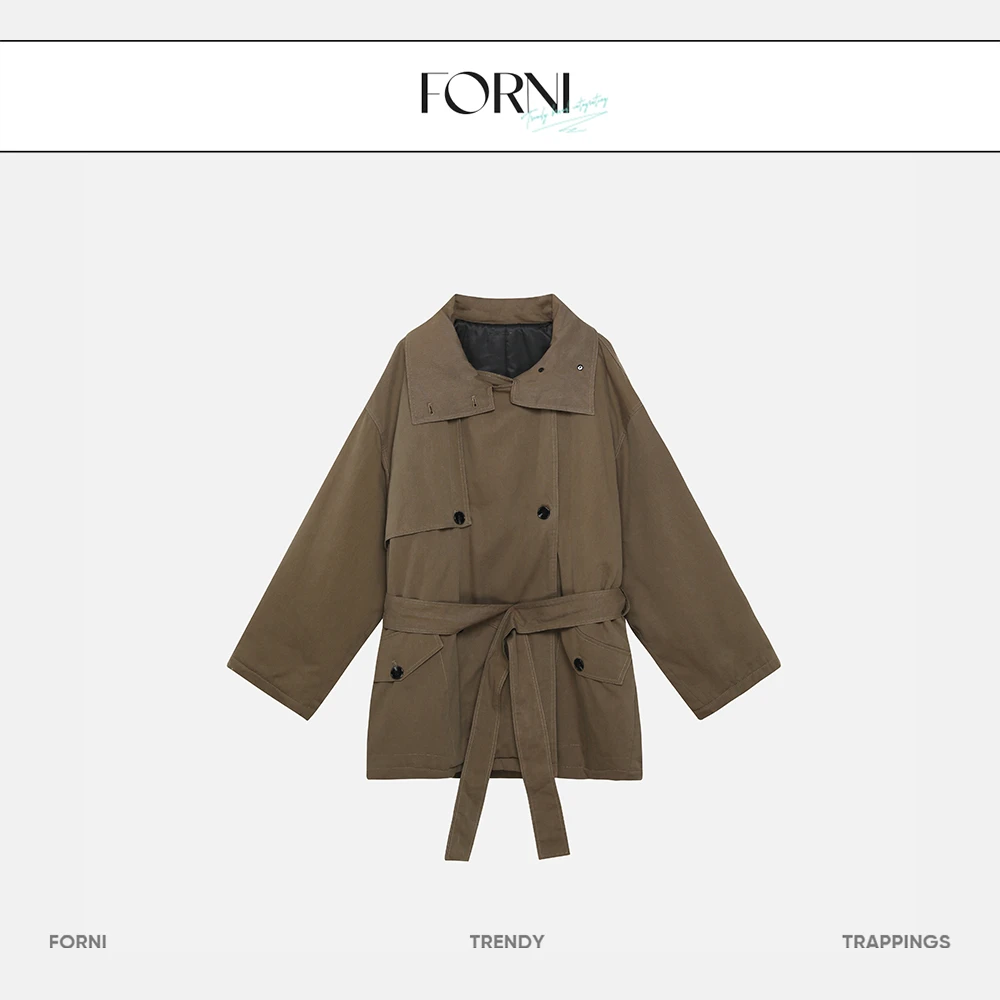 FORNI  休斯顿外套  莱赛尔大翻领气质时尚女士休闲设计师经典