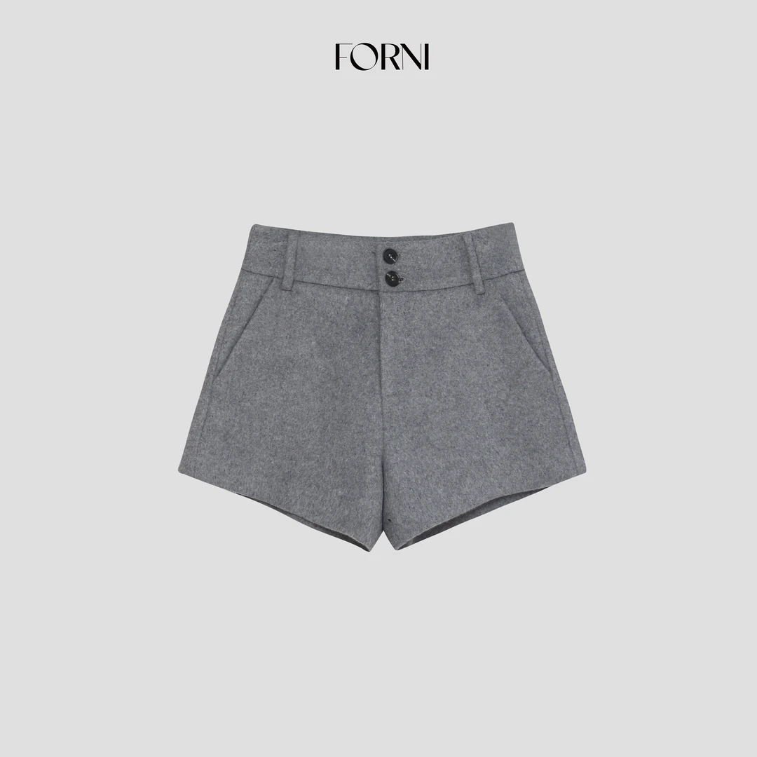 FORNI 腿精girl 高腰毛呢短裤显瘦显高羊毛休闲裤