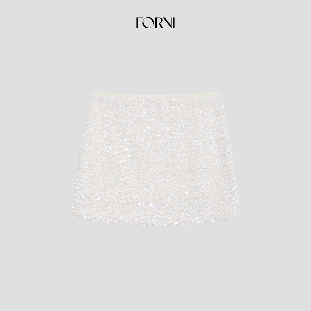 FORNI 千金玛德琳 小香风亮片半身裙高腰A字百搭气质短裙