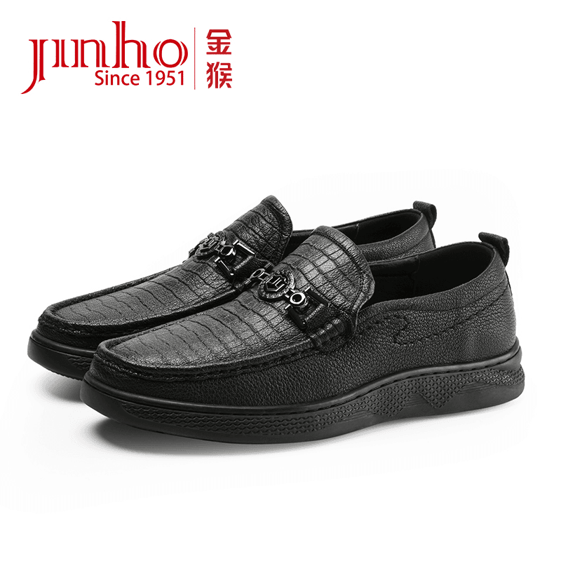 Jinho/金猴舒适时尚软底休闲百搭透气真皮英伦男士单鞋281660A
