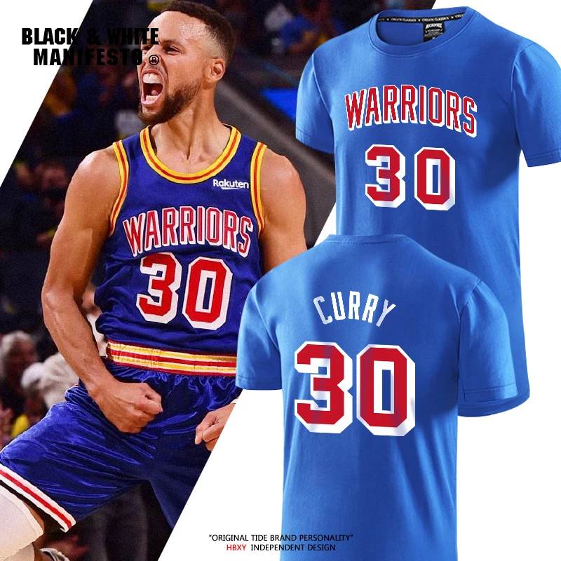 库里75周年复古t恤球衣男城市版30号篮球运动衣服宽松棉短袖夏潮