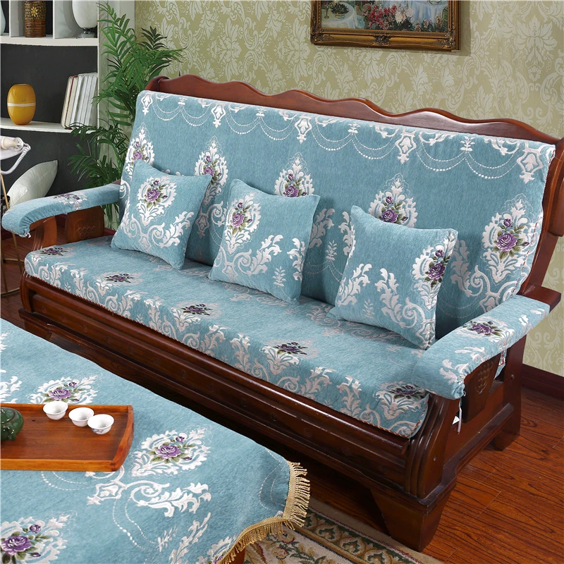 冬季实木带靠背沙发垫老式红木凉椅四季通用坐垫靠垫一体海绵座垫