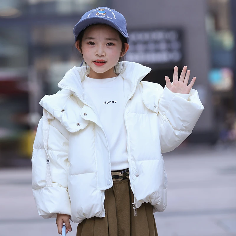 2023新款女宝冬季羽绒服童装中大童连帽外套可爱耳朵洋气宽松