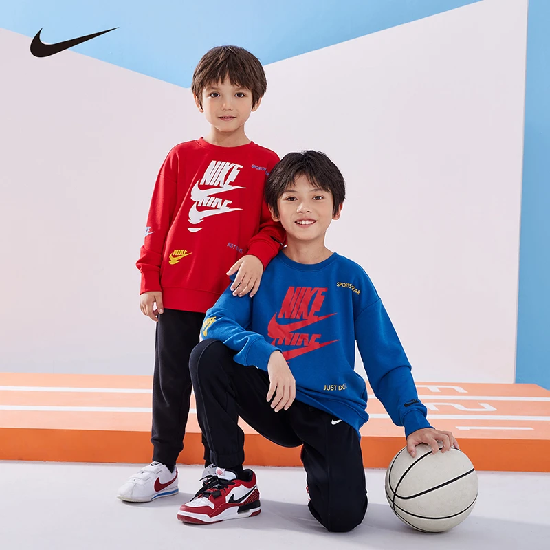 【官方旗舰】Nike耐克春秋休闲时尚童装卫衣男童运动无帽卫衣J434