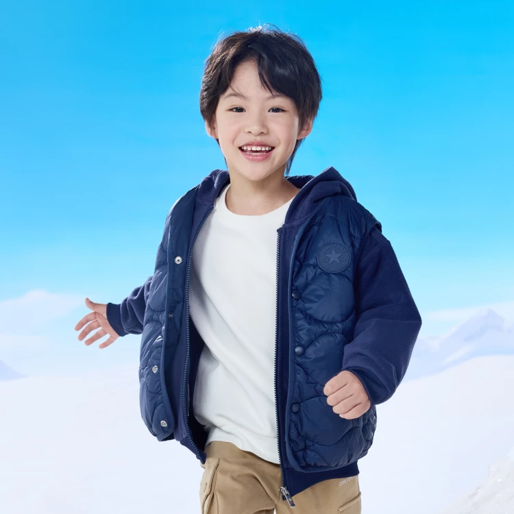 【官方旗舰】Converse匡威秋冬休闲保暖童装外套男童二合一棉服G860