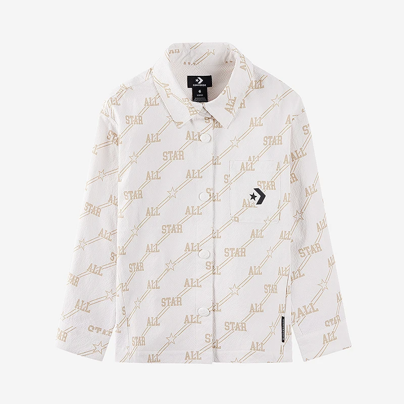 【官方旗舰】Converse匡威童装男女童衬衫春季新款满印长袖衬衫G322