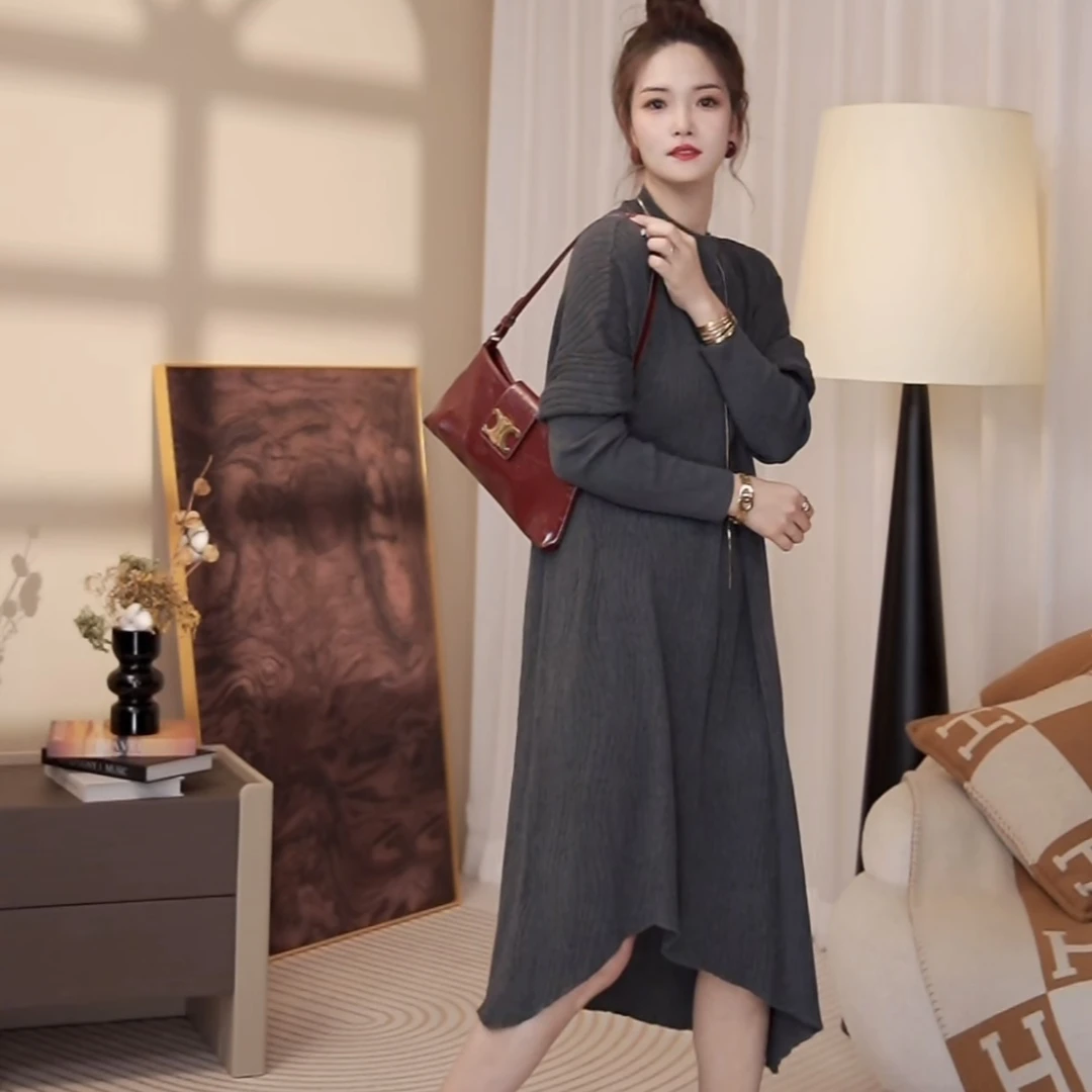 高端品质【精致优雅】素衣秋冬妈妈气质打底连衣裙-6227#