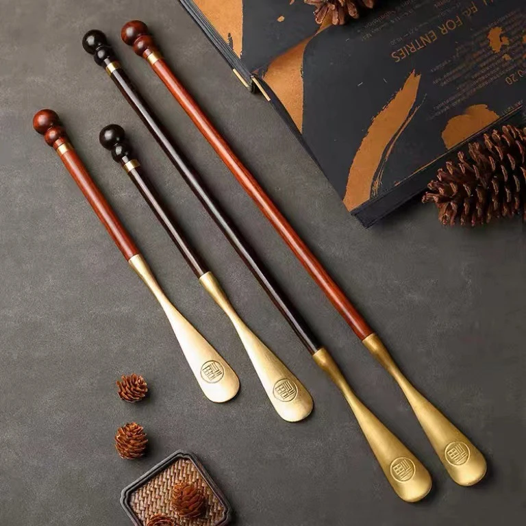 穿鞋棒紫檀木黄铜小叶黑胡桃不弯腰木制黑檀木紫光檀鞋拔子提鞋器