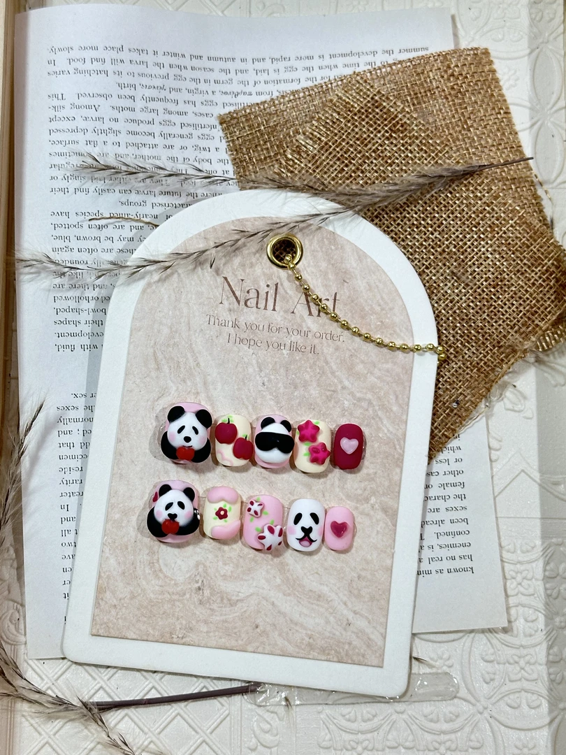 【热恋国宝】纯手捏纯手绘穿戴甲高级感可爱穿戴式秋冬磨砂