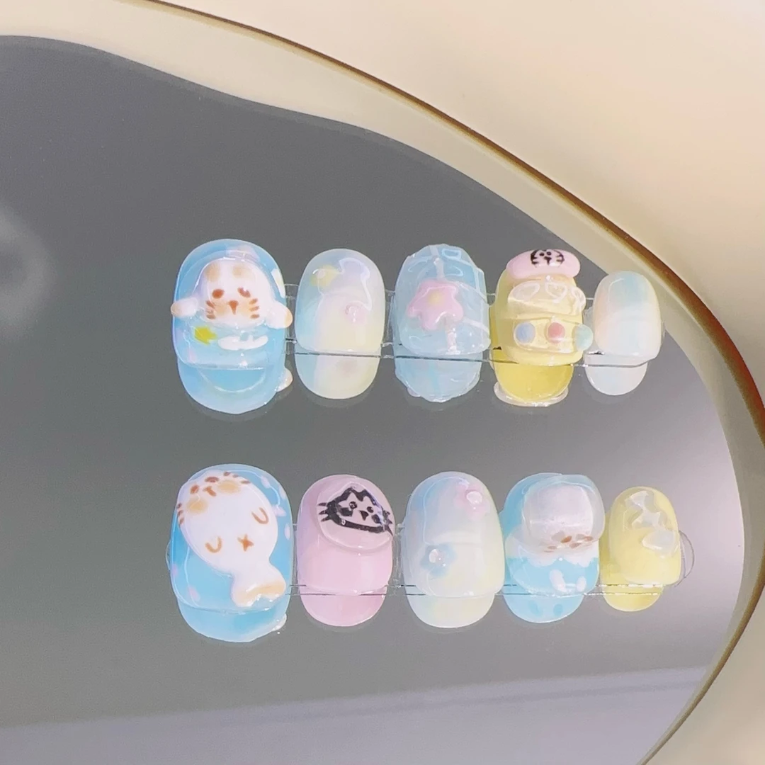 【泳池海豹】纯手工穿戴甲高级感网红同款穿戴甲