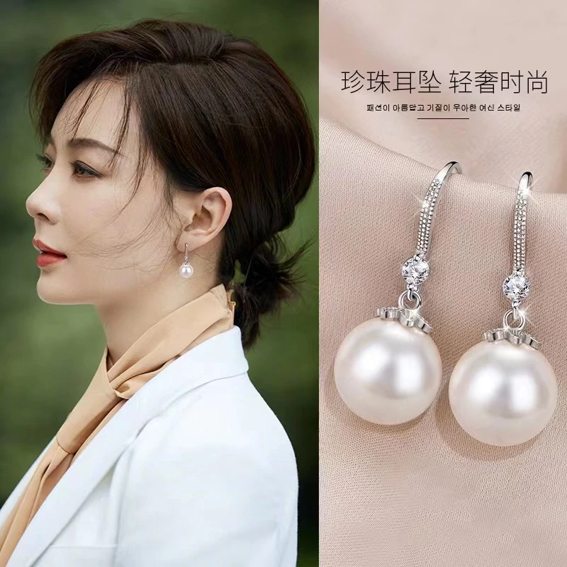 925银仿珍珠耳饰 珍珠耳环女2025新款潮百搭时尚名媛风高级感耳饰