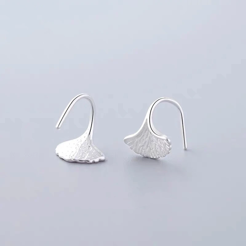 s925银杏叶耳环女耳钩小清新树叶短款耳坠文艺叶子耳挂女耳饰耳钉