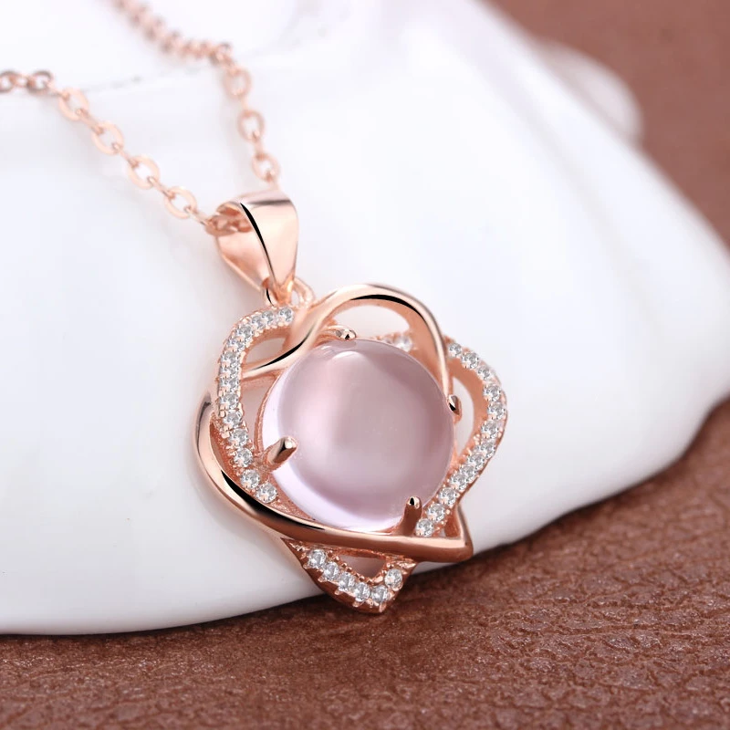 萄石925银饰水晶项链女时尚短款锁骨吊坠情人节女友闺蜜生日礼物