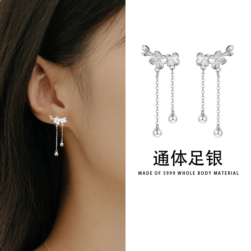 999银梅花耳钉女中国风耳骨钉耳钉2025新款爆款高级感