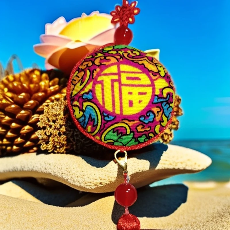 心香玉圆形福字香囊专用布料1米