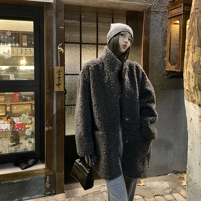 慵懒感2025新款冬季加厚皮毛一体中长款毛毛外套女上衣宽松百搭