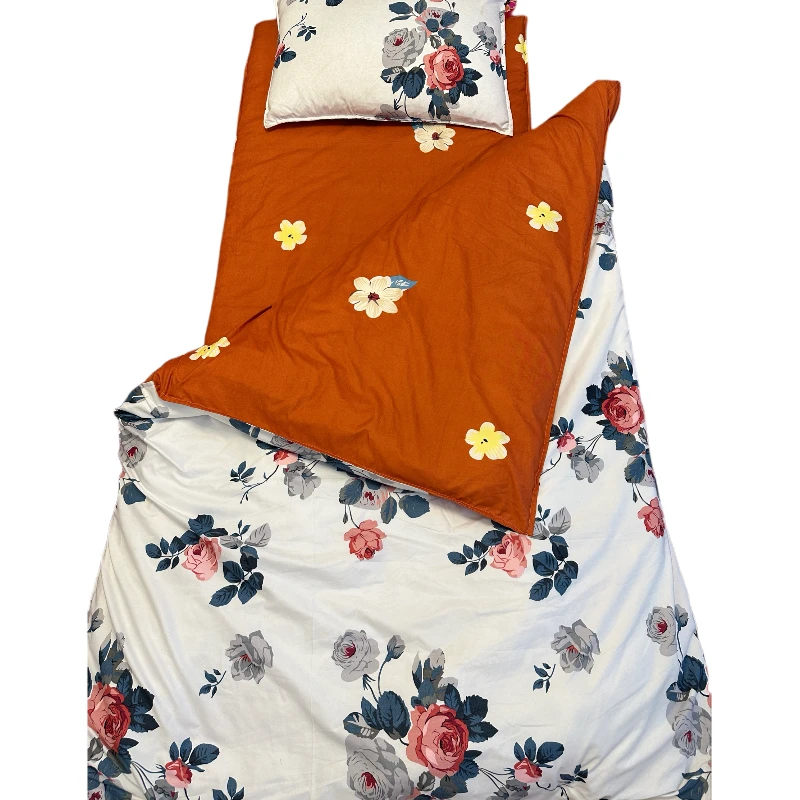 新款牡丹花AB面白色【单人被褥三件套】针织舒适柔软手工缝制